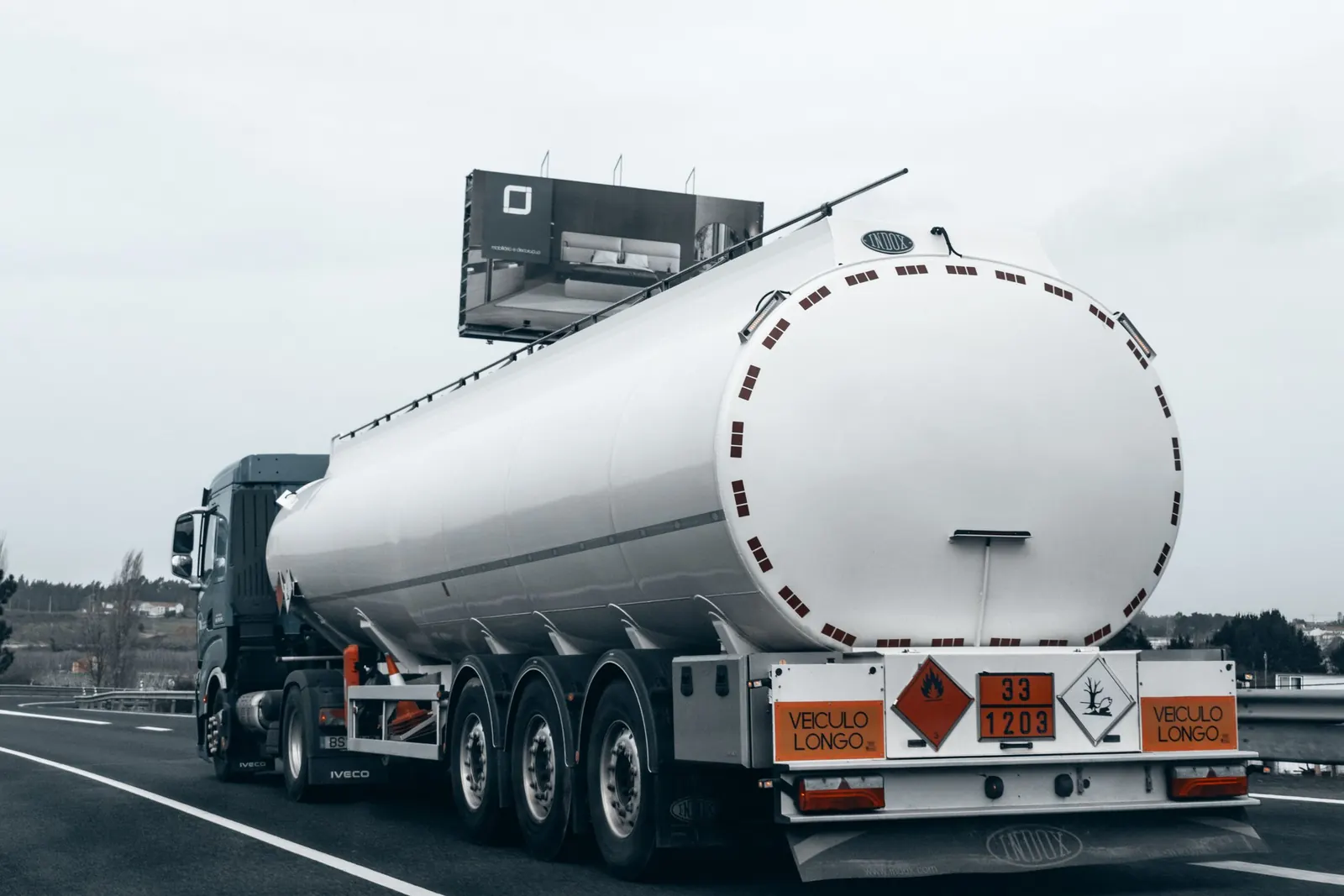 A fuel tanker on the highway